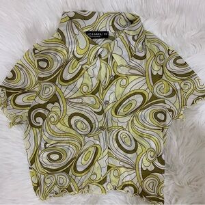 3/$15 NWOT Green button down mesh cropped top